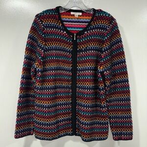 Coldwater Creek women's multicolor zip-up cardigan sweater